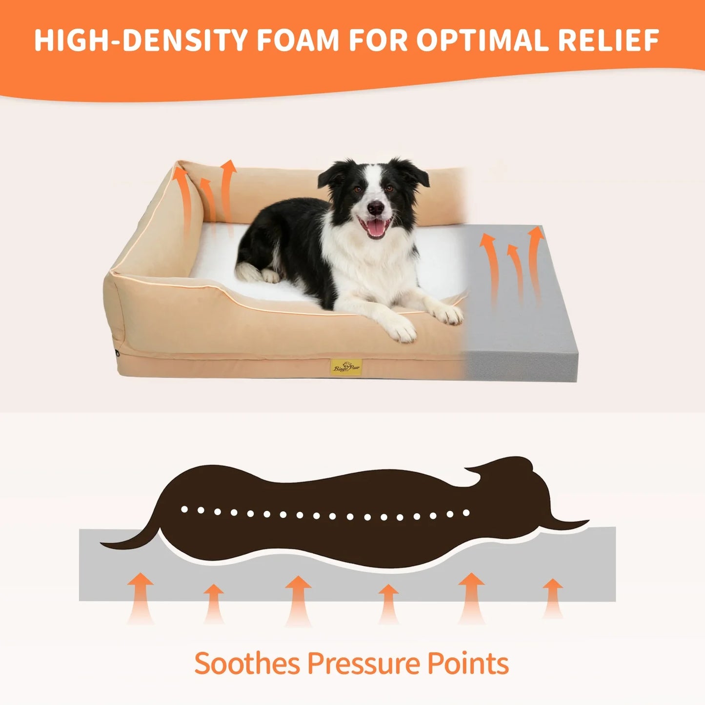 Bingopaw Orthopedic Foam Bolster Dog Bed Sofa