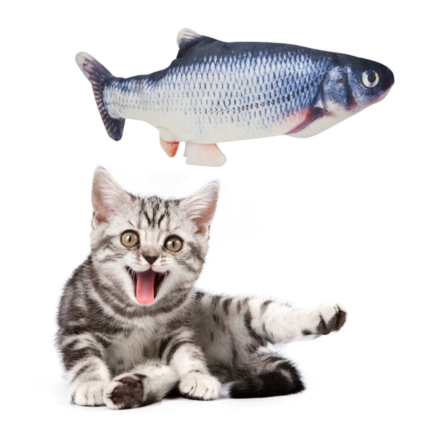 USB Charger Fish Cat Toy Interactive Floppy Realistic Chew