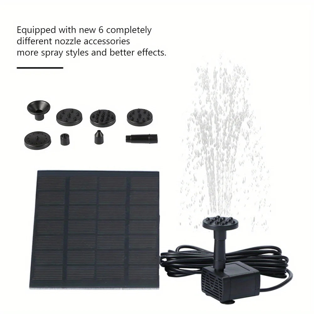 Solar Fountain Pump With 6 Nozzles For Outdoor Water Features