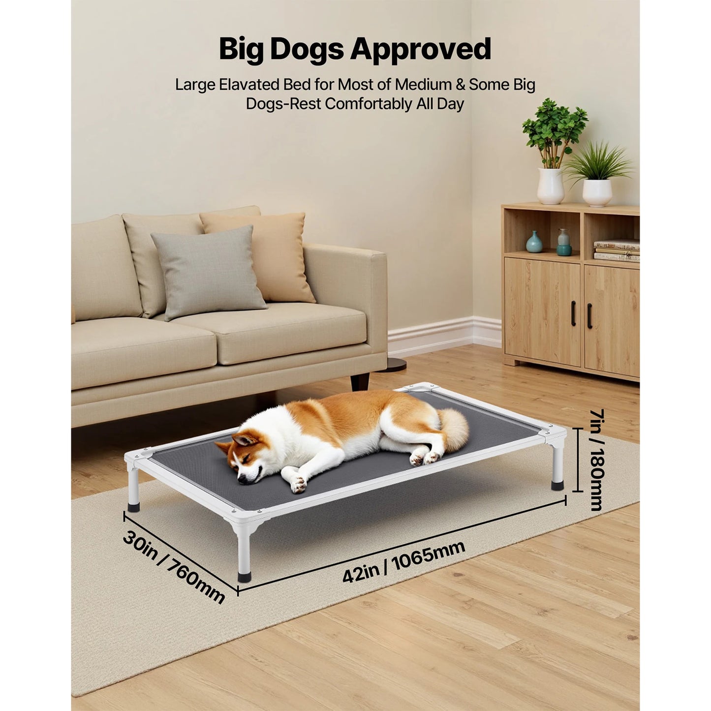 SucceBuy Elevated Dog Bed With Aluminum Frame For Dogs