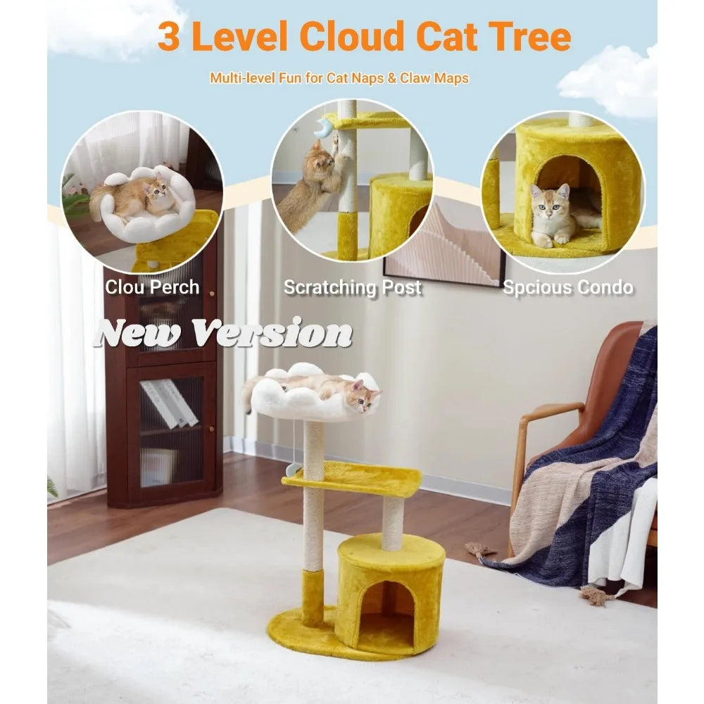 NBVCX Multi Level Cloud Cat Tree Tower With Sisal Scratcher