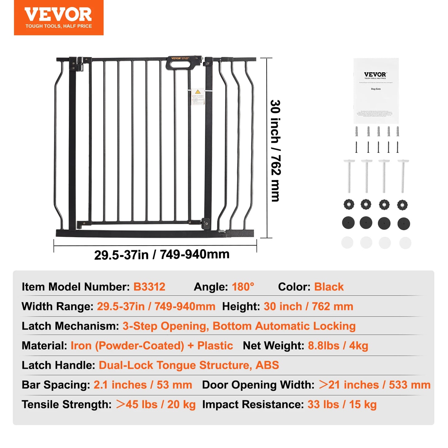 SucceBuy Easy Step Walk Thru Baby And Dog Gate With Pressure Mount