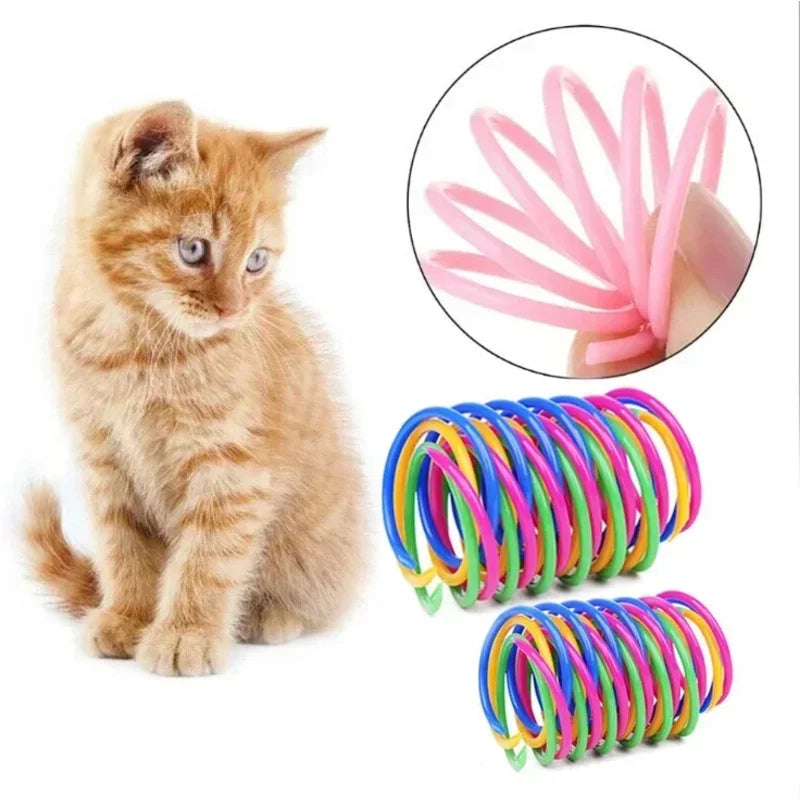 Cat Spring Toys Set For Indoor Cats Durable Plastic Interactive Coils