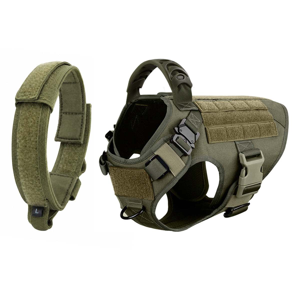 PETRAVEL Tactical Dog Harness And Collar Set For Walking Training