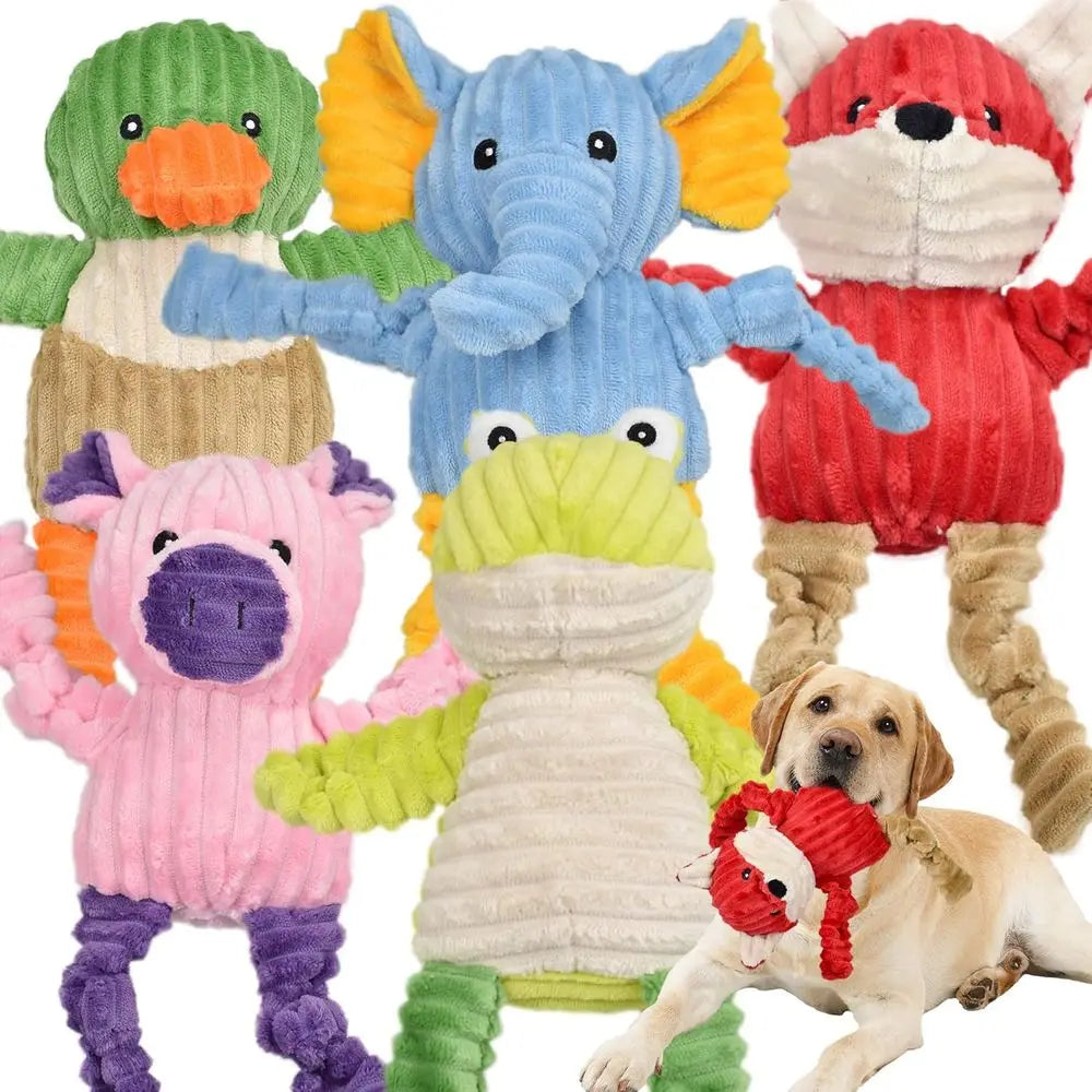 5 Pack Tough Squeaky Plush Dog Toys Bundle For Dogs