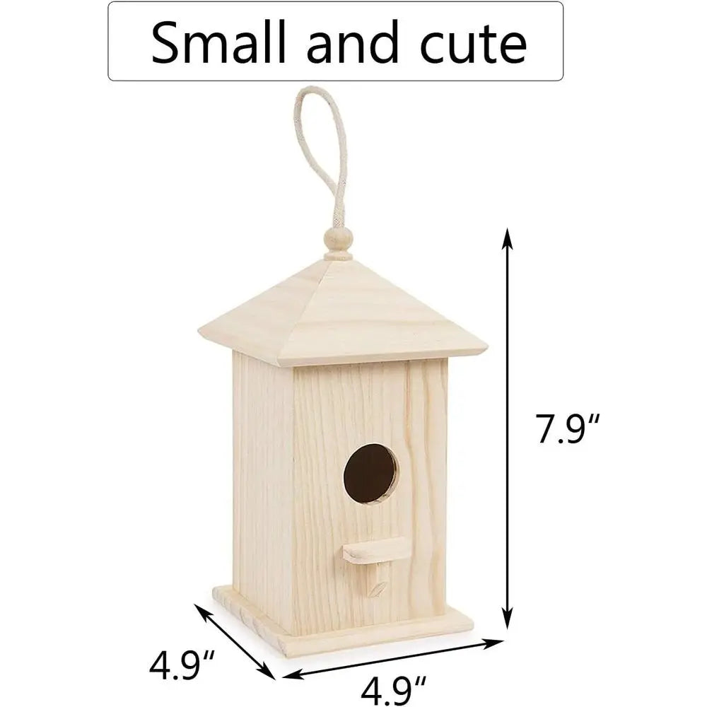 Wooden Hanging Birdhouse DIY for Small Birds Garden Decoration