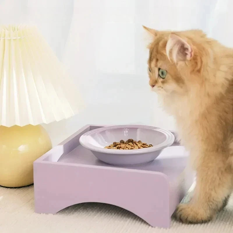 High Feet Ceramic Bowl Elevated Cat Food Dish for Pets