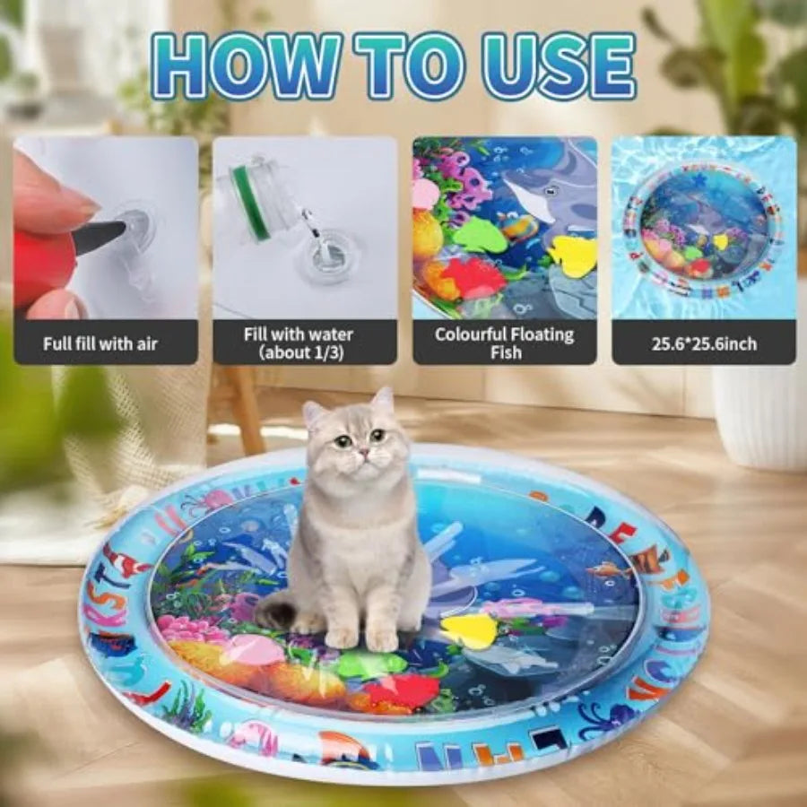 Cat Water Mat Anti Scratch Sensory Play Mat Unbreakable