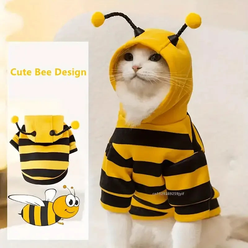 Bee Pet Puppy Coat Outfit Winter Warm Dog Hoodie Costume