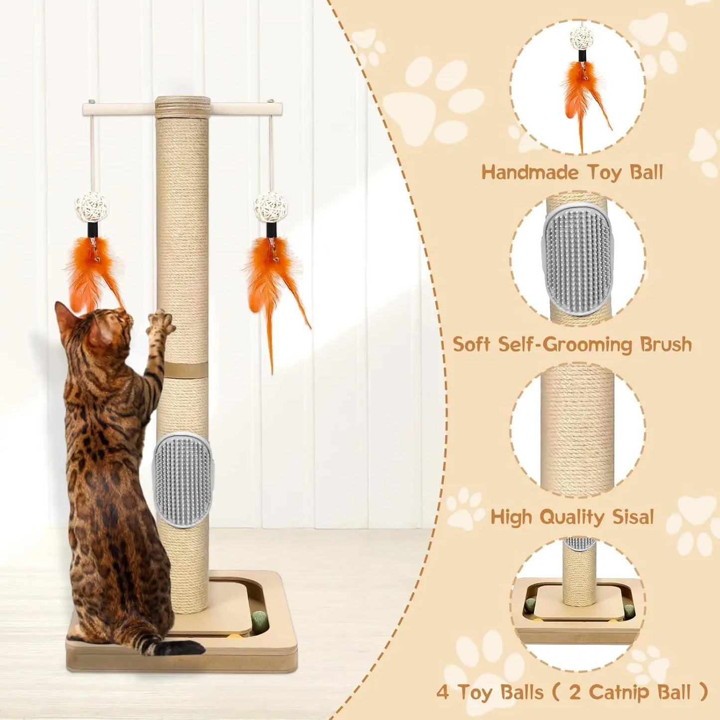 Compact Cat Tower With Three Tier Ball Track And Jute