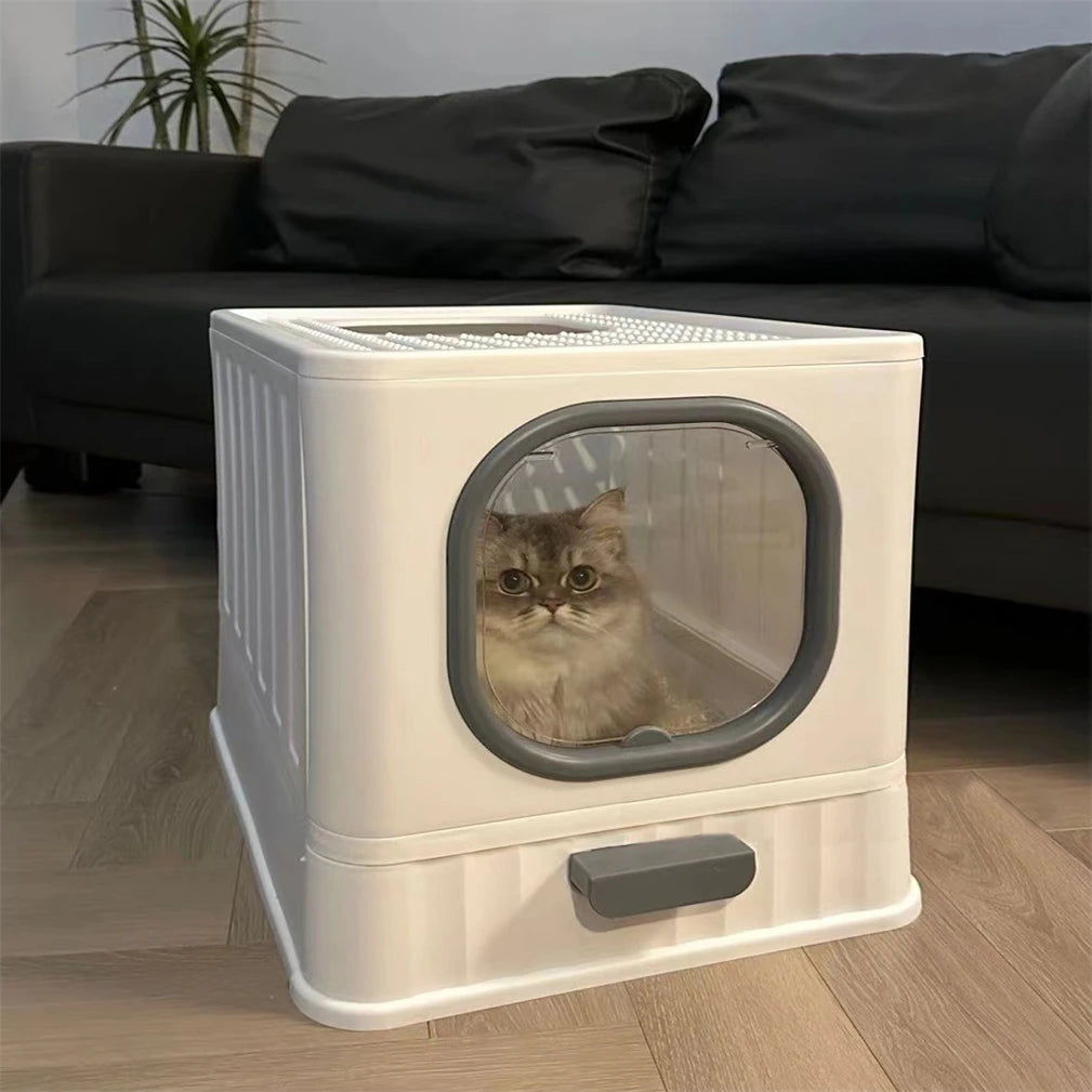 Fully Enclosed Cat Litter Box With Lid And Scoop For Kittens