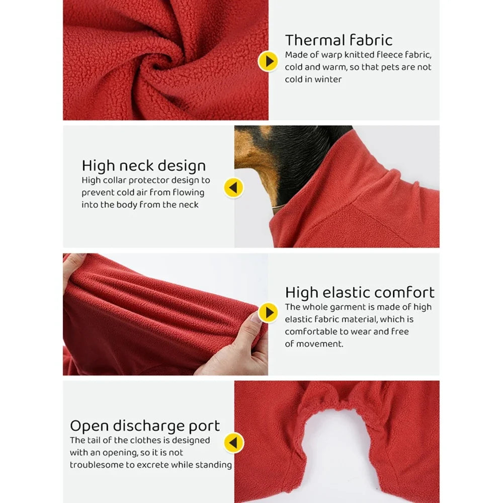 NONECN Pet Pajamas Warm Fleece For Dogs Cats Four Legged Romper