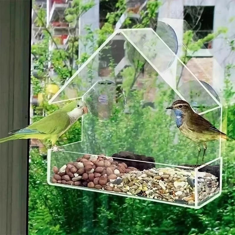 Acrylic Window Bird Feeder With Suction Cup For Backyard