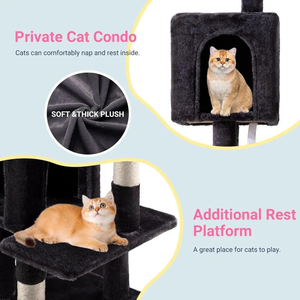 NBVCX Cat Tree Tower With Plush Perches Condos Sisal Posts