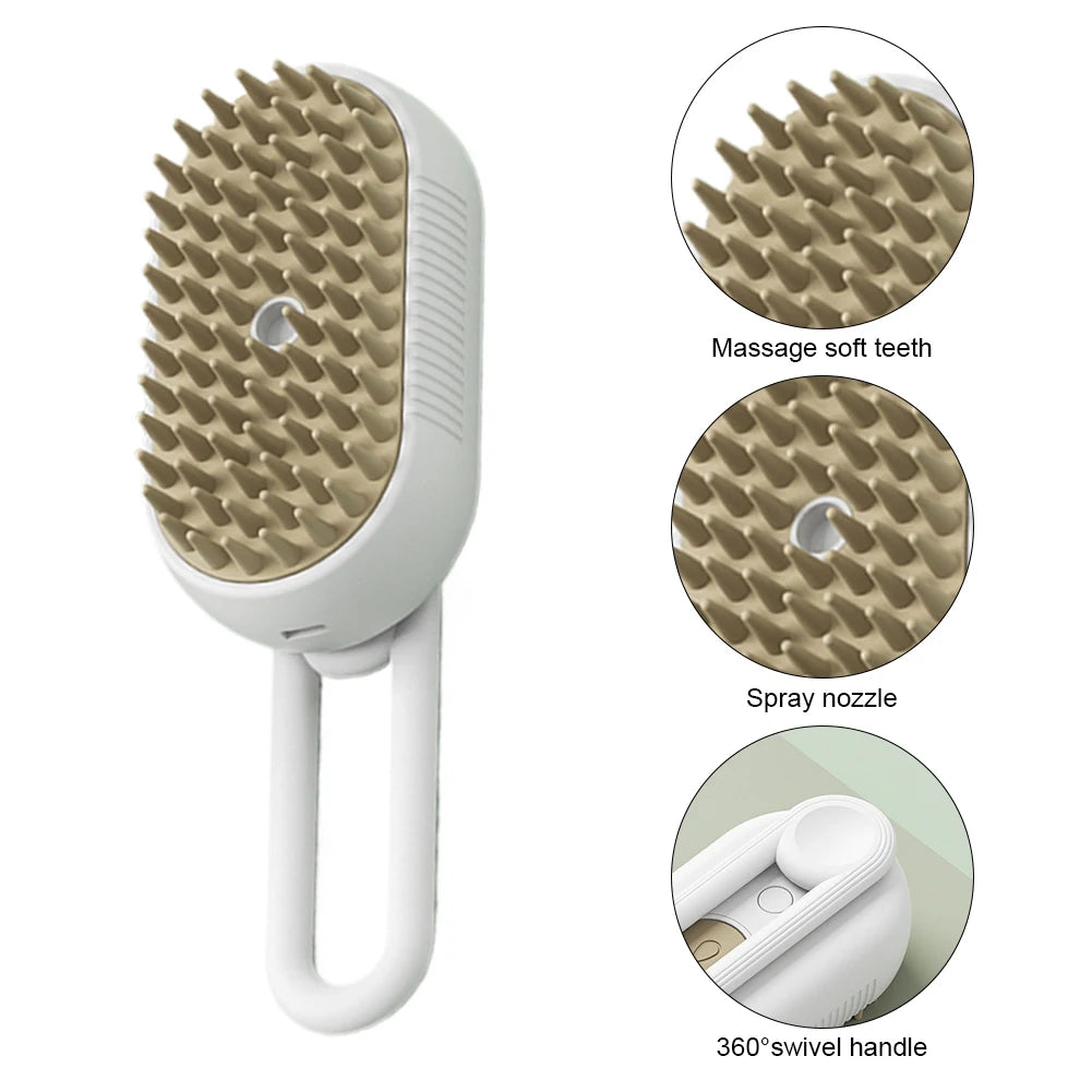 Electric Pet Steam Brush 3 In 1 Hair Removal Comb