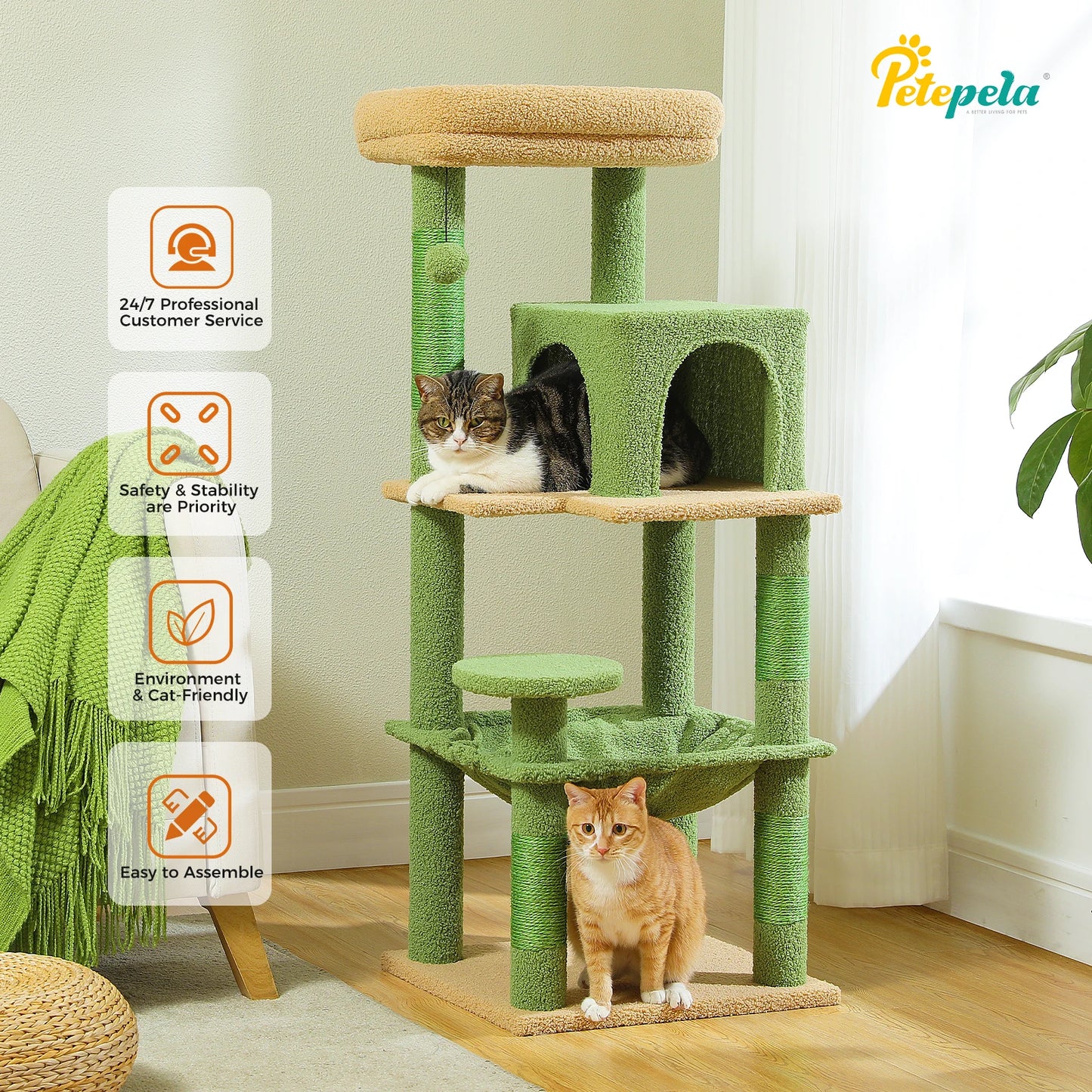 PETEPELA Cat Tree for Indoor Cats Five Level Tower