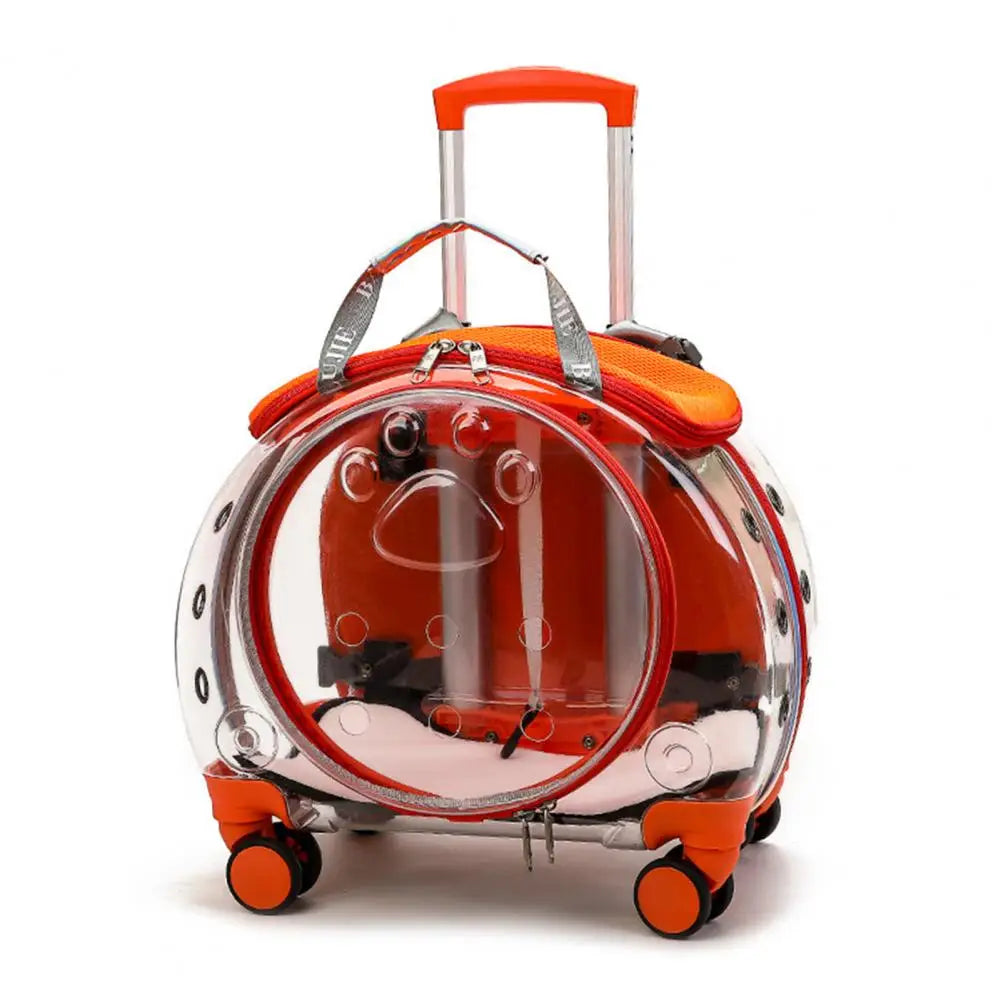 Portable Pet Trolley Case With Silent Wheels And Clear Ventilation