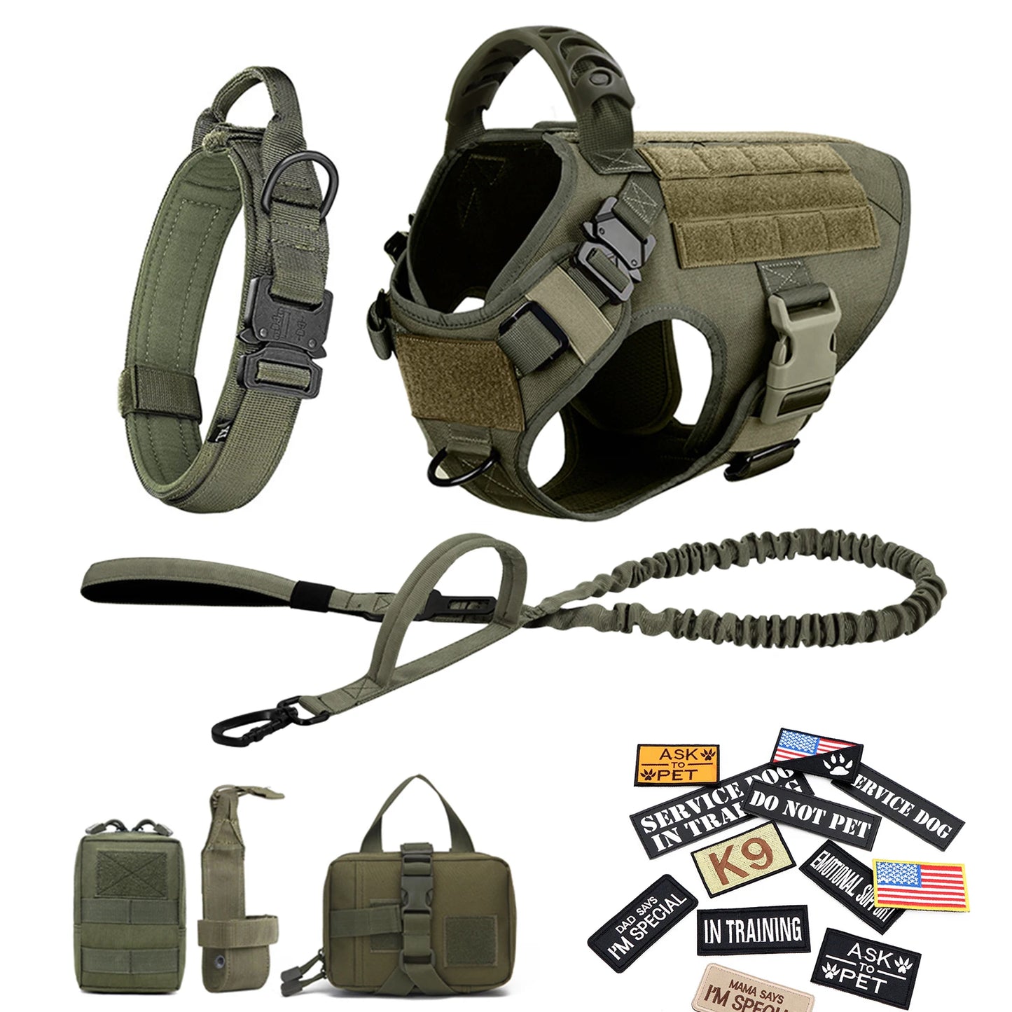 PETRAVELCN Military Dog Harness Vest Training Gear Set