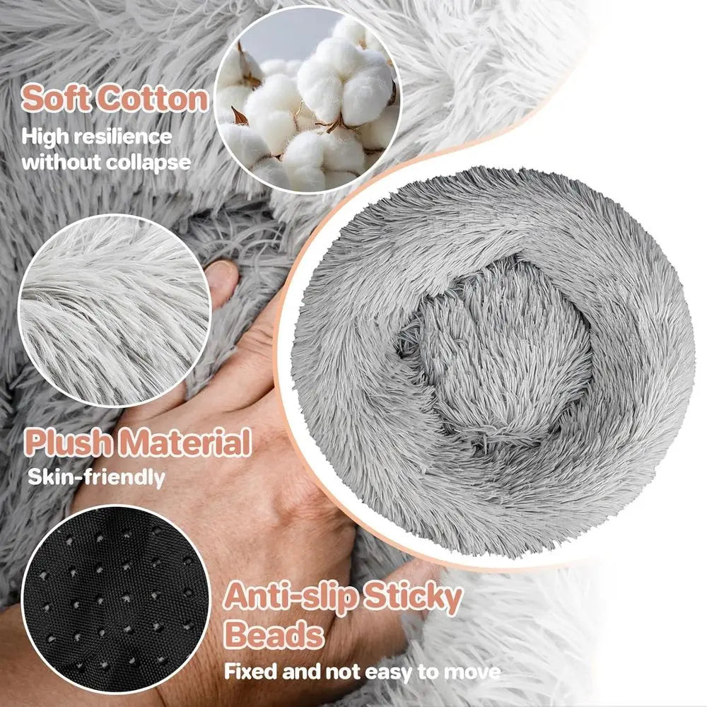 Calming Donut Cat Bed For Small Kittens Plush Indoor Use