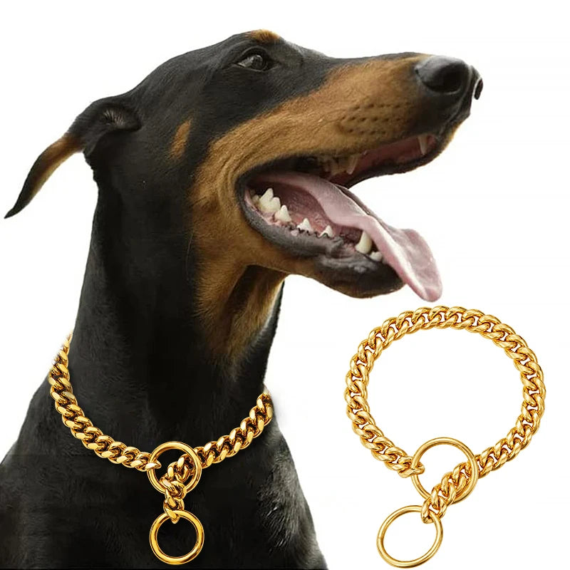 Stainless Steel Chain Collar for Dogs Cuban Link Training