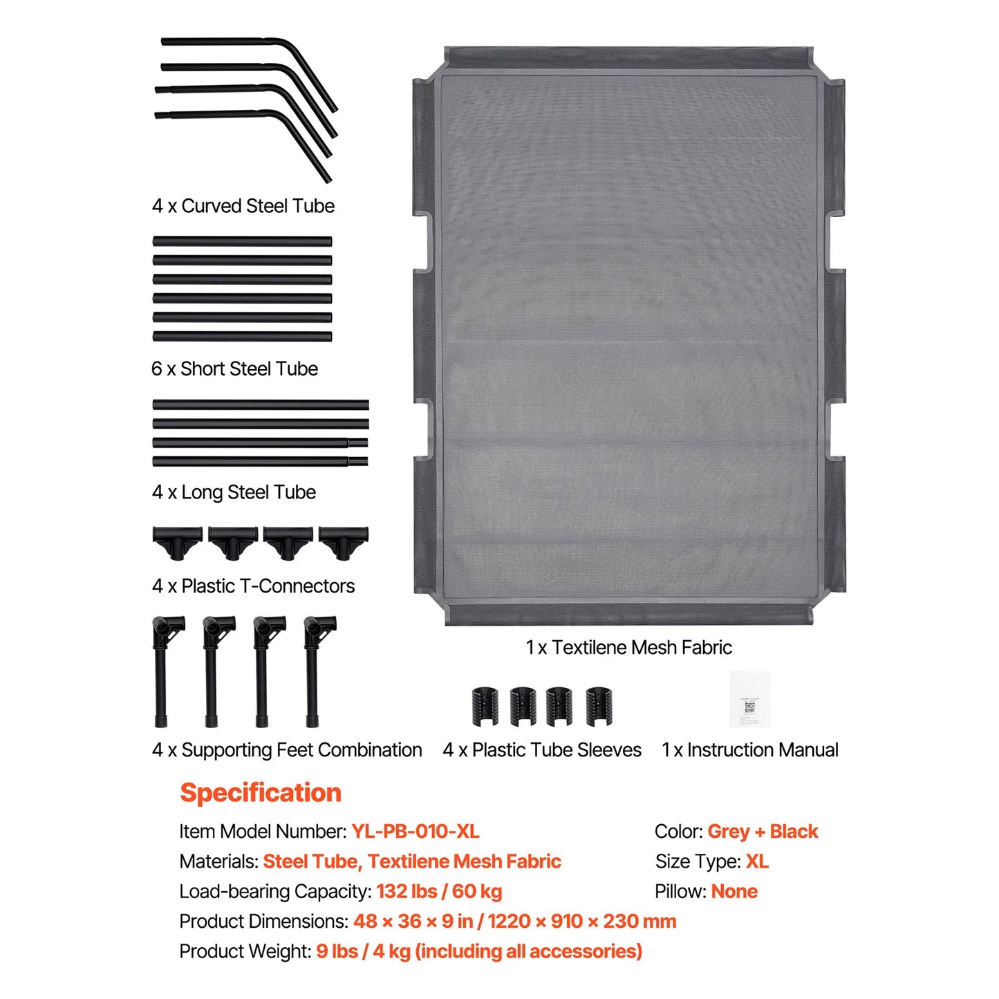 SucceBuy Elevated Dog Bed With Aluminum Frame For Dogs