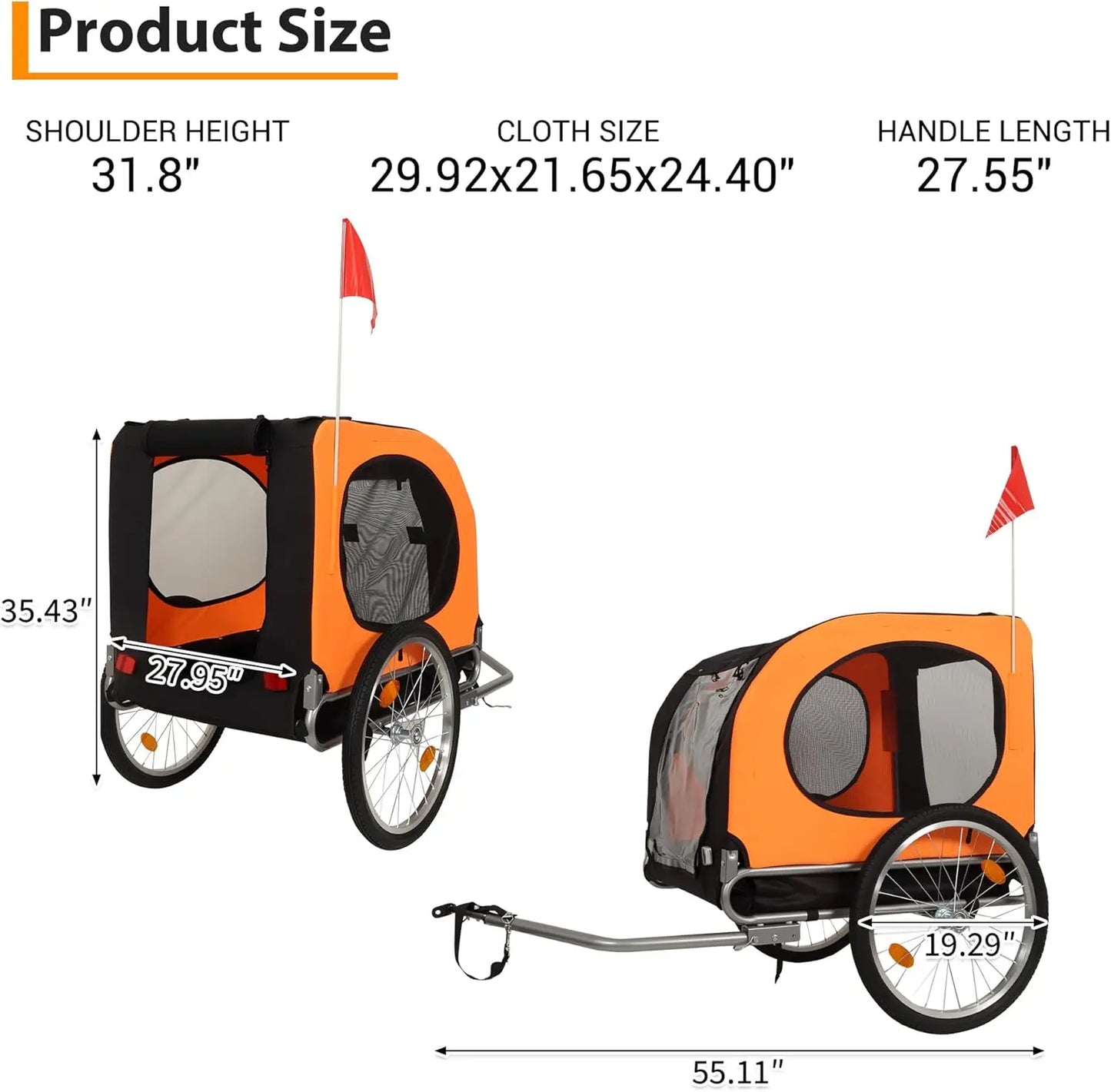 TWISTER.CKB Large Dog Bike Trailer Foldable Oxford Fabric