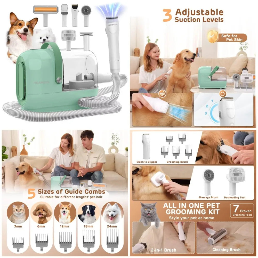 XMSJ Dog Grooming Vacuum Kit With Clipper And Shedding Tools