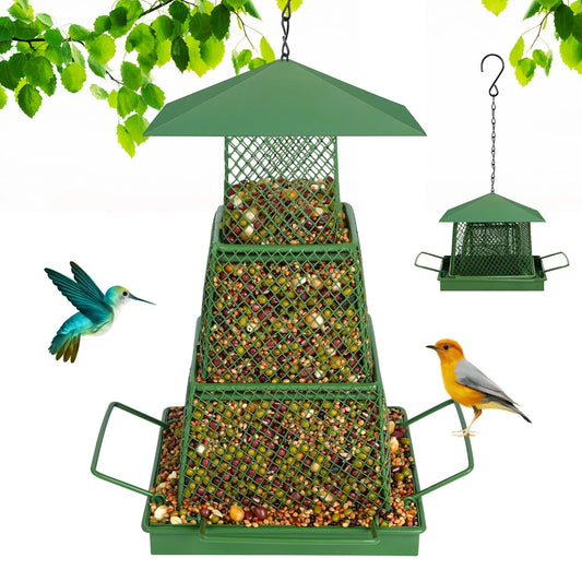 Seed Saving Heavy Duty Outdoor Bird Feeder With Metal Mesh