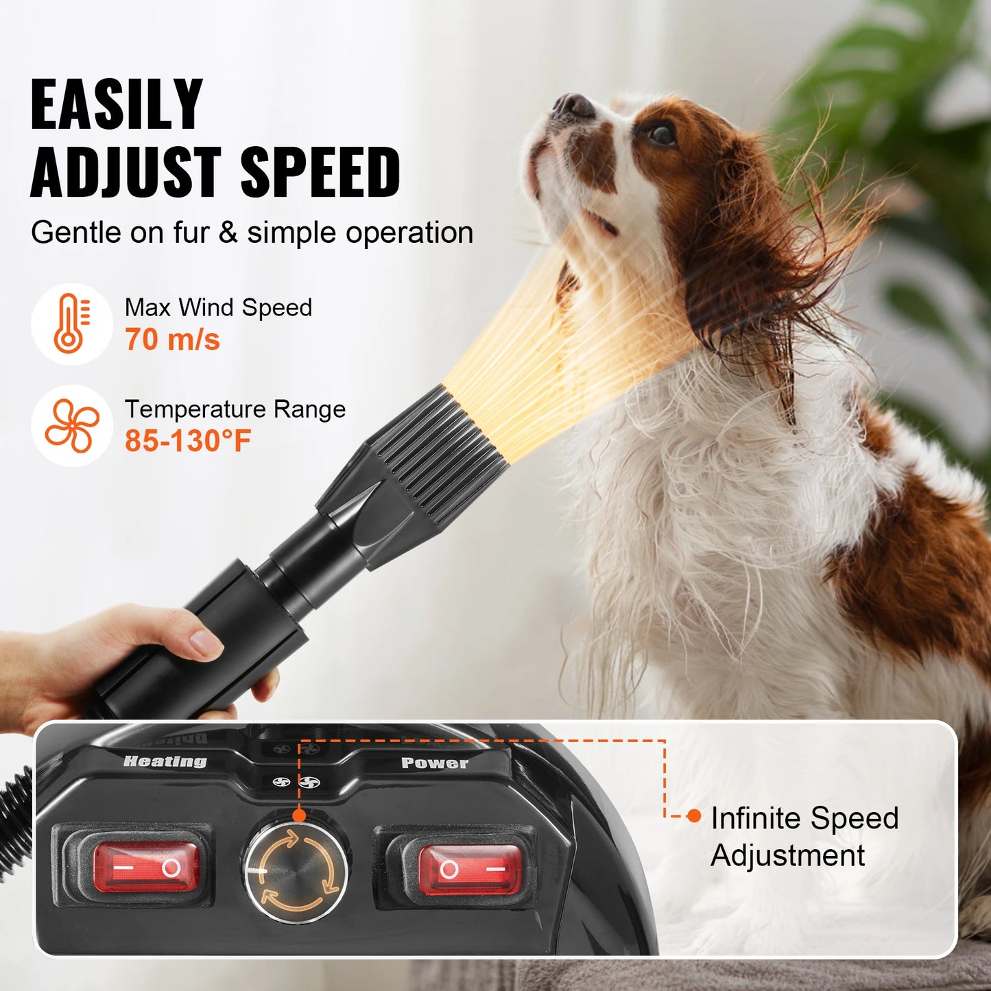 SucceBuy Dog Dryer 2000W Pet Grooming Dryer With Adjustable Speed