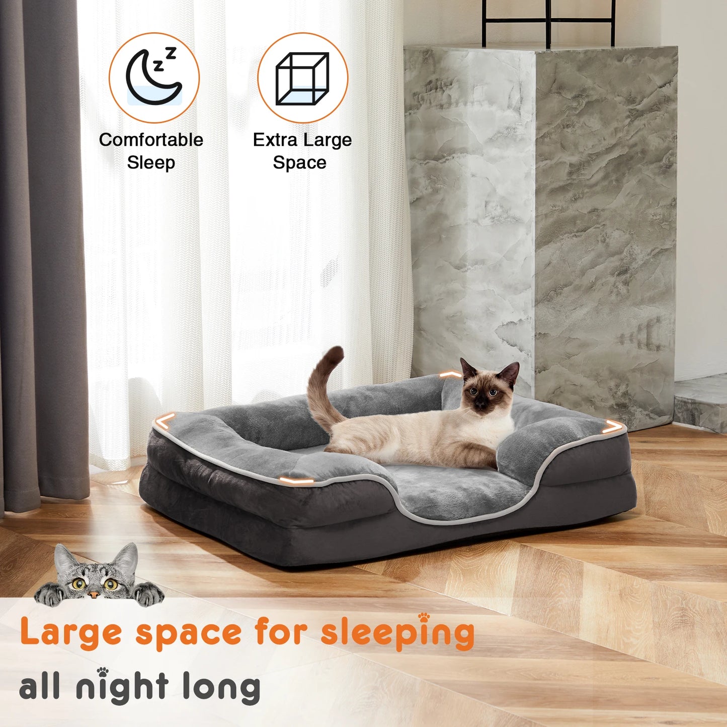 JHK Orthopedic Memory Foam Dog Bed For Small Pets Deluxe