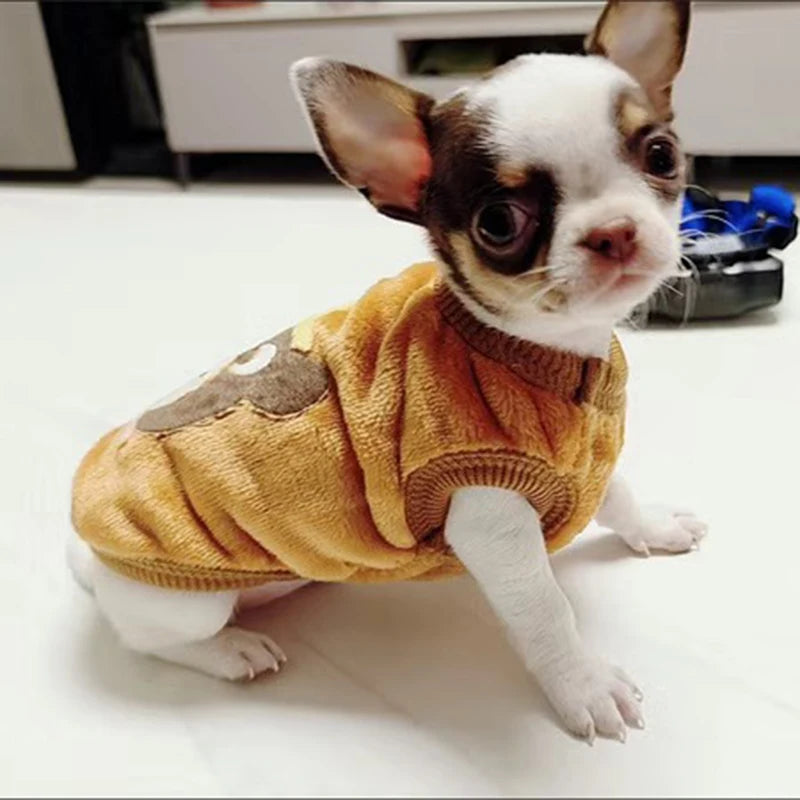 Cute Tea Cup Print Dog Sweater Fleece Winter Coat For Small Dogs