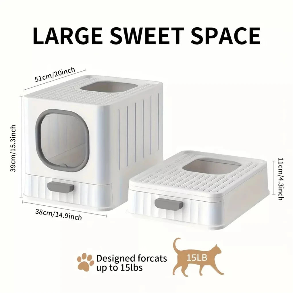 Fully Enclosed Cat Litter Box With Lid And Scoop For Kittens