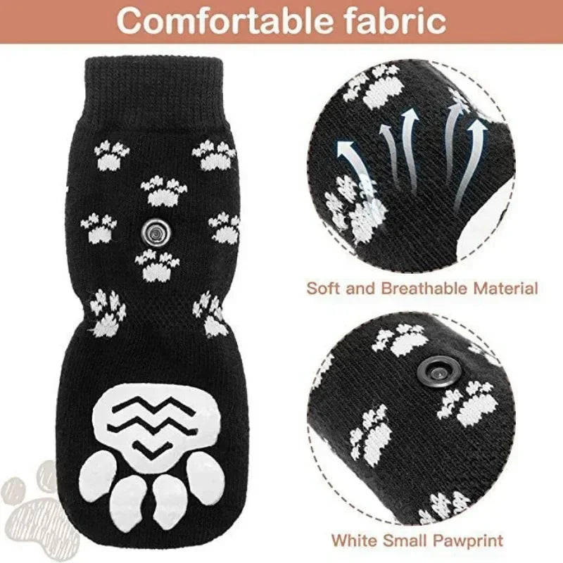 Non Slip Dog Socks With Paw Pattern For Indoor Use