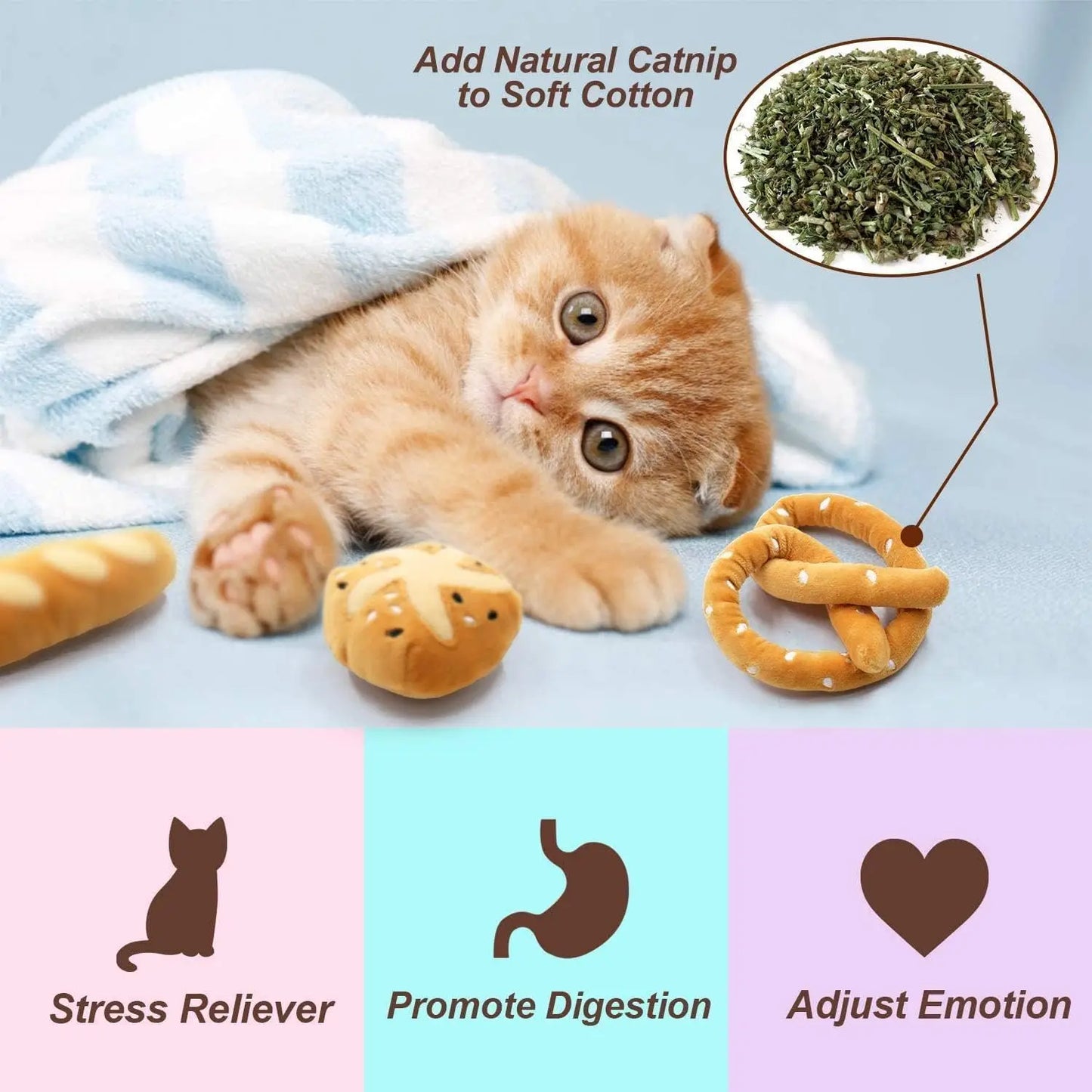 Bread Shaped Cat Mint Toy For Indoor Interactive Play