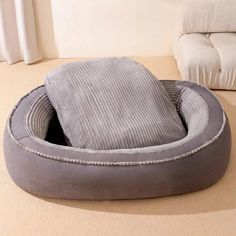 NONECN Pet Bed Donut Style Plush Cushion for Dogs Cats