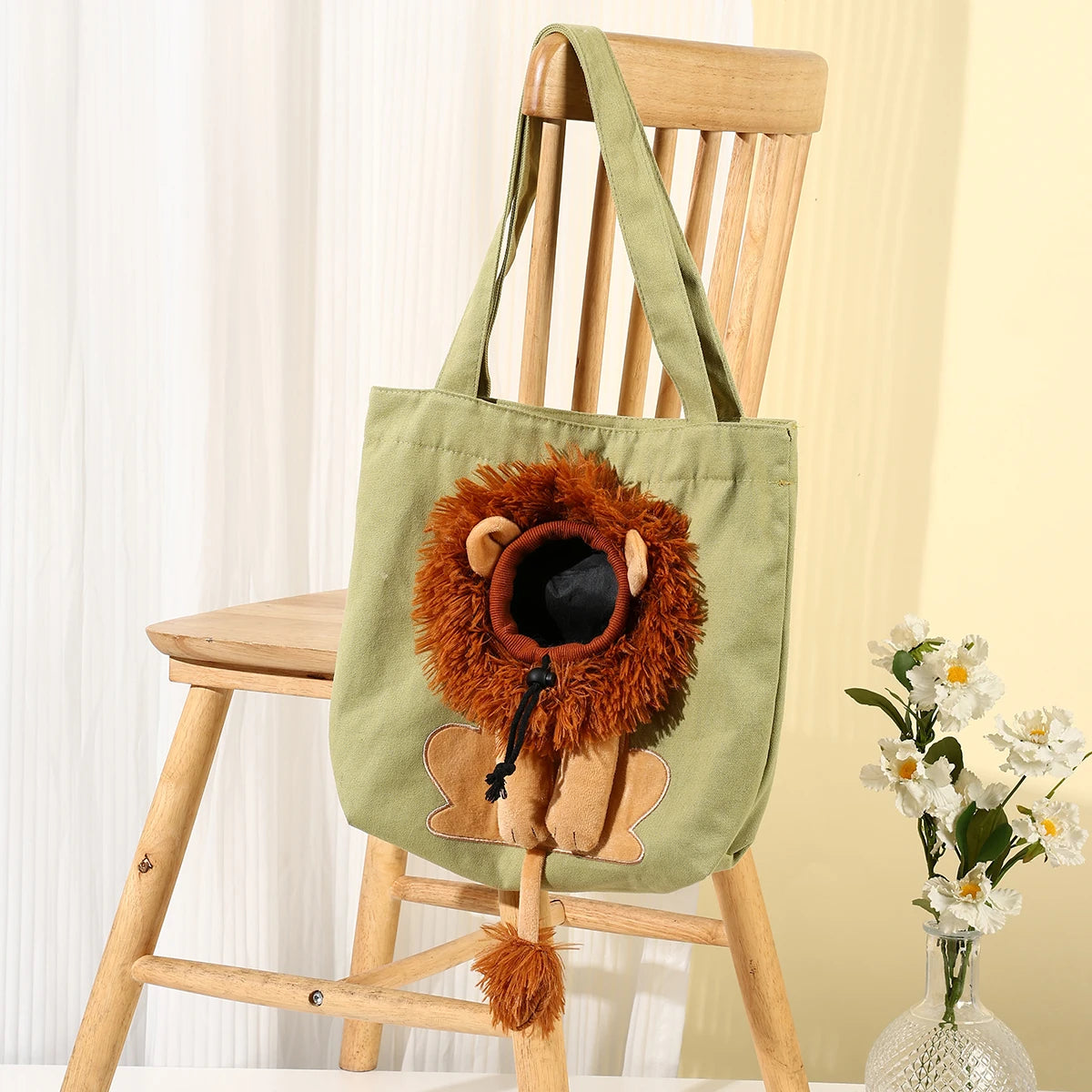 Lion Shaped Cat Carrier Bag Portable Polyester Shoulder Tote