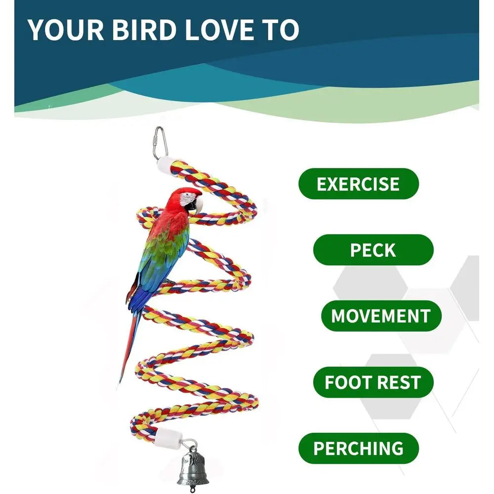 Cotton Bird Perch Swing for Small Parrots and Similar Birds