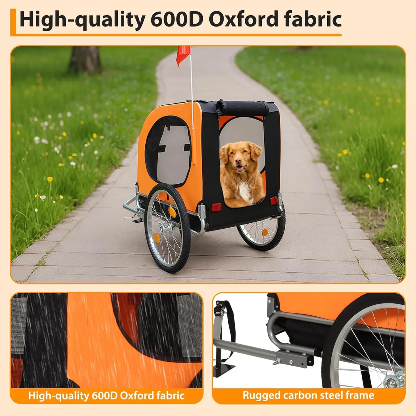 TWISTER.CKB Large Dog Bike Trailer Foldable Oxford Fabric
