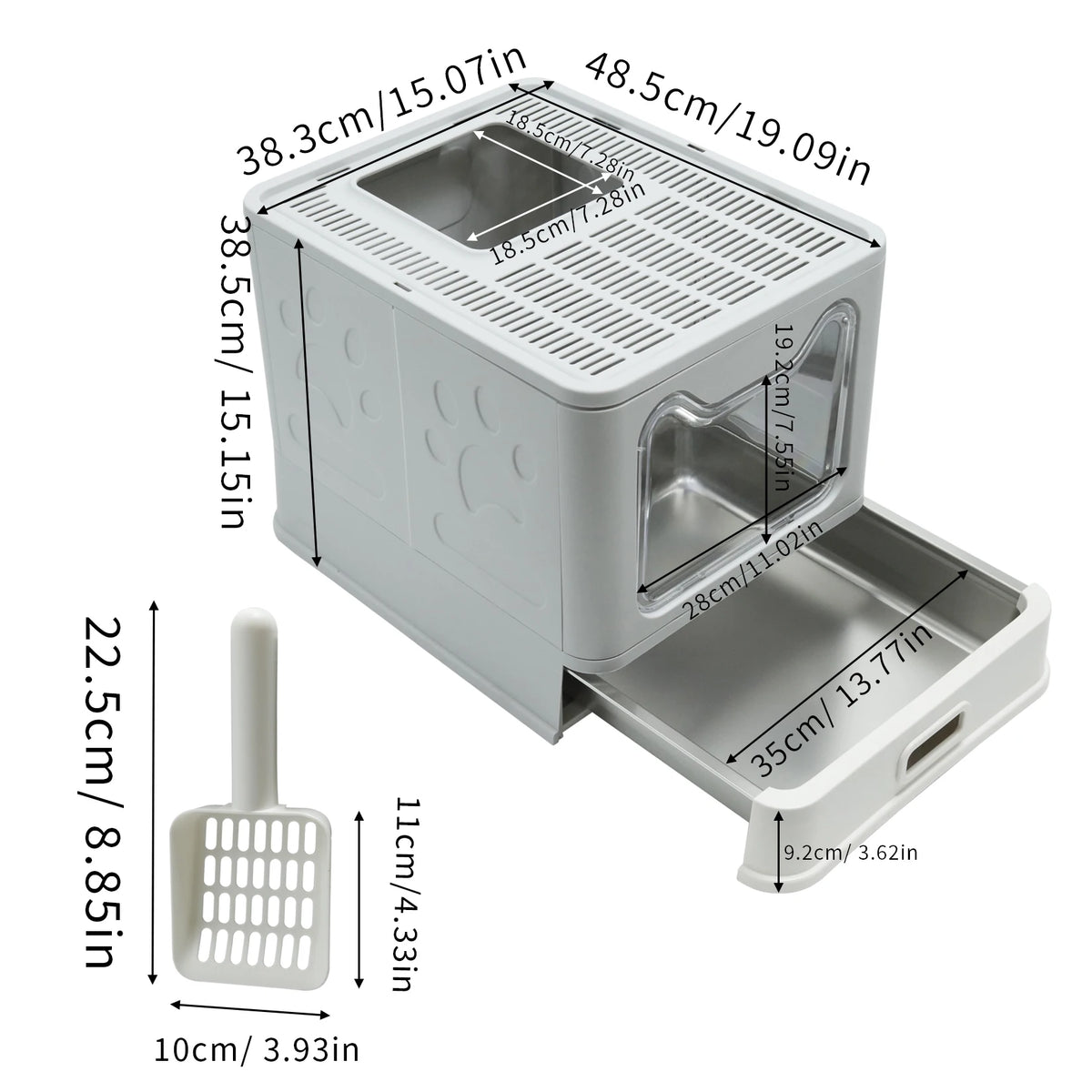 Fully Covered Cat Litter Box With Lid And Scoop