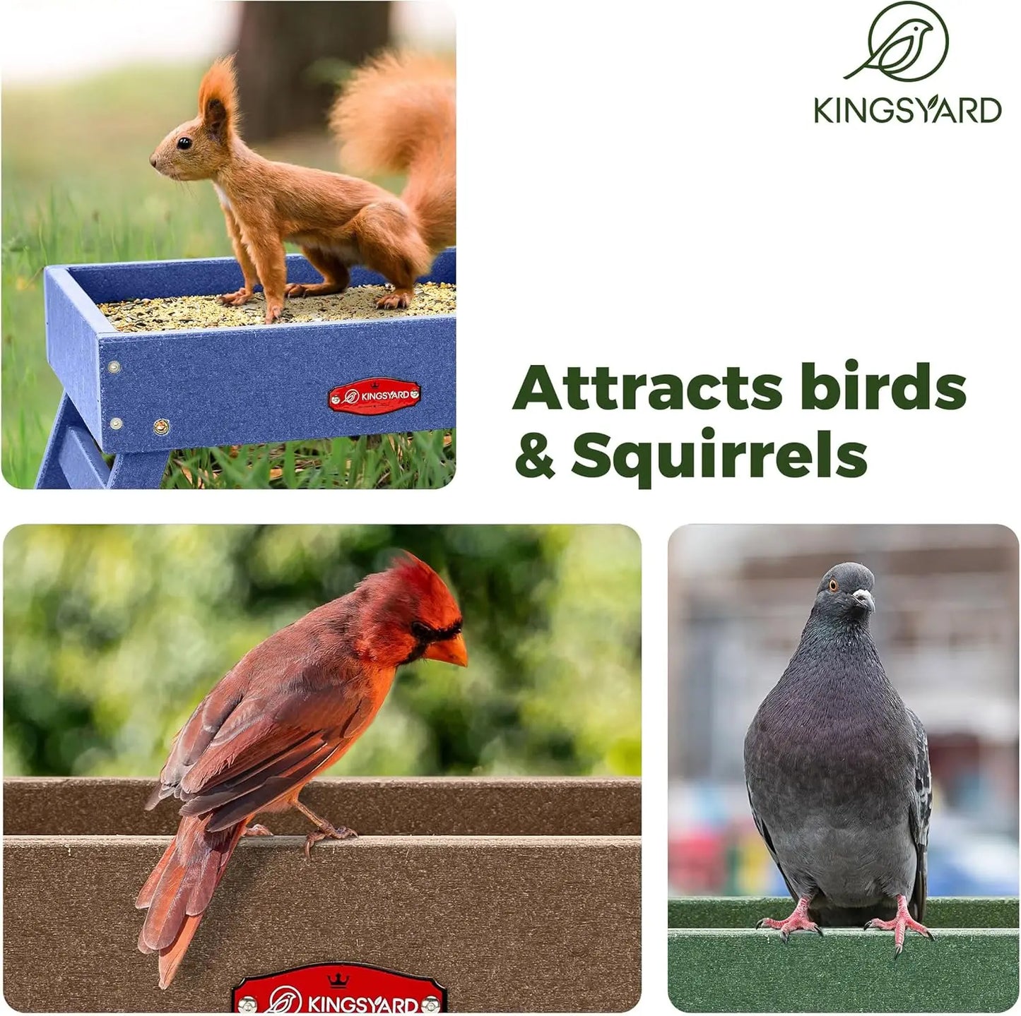 Large Capacity Platform Bird Feeder For Wild Birds And Squirrels