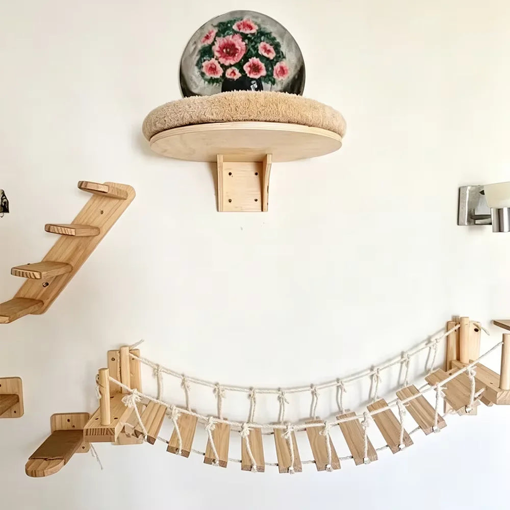 Cat Roped Bridge Wall Mount With Sisal For Indoor Cats