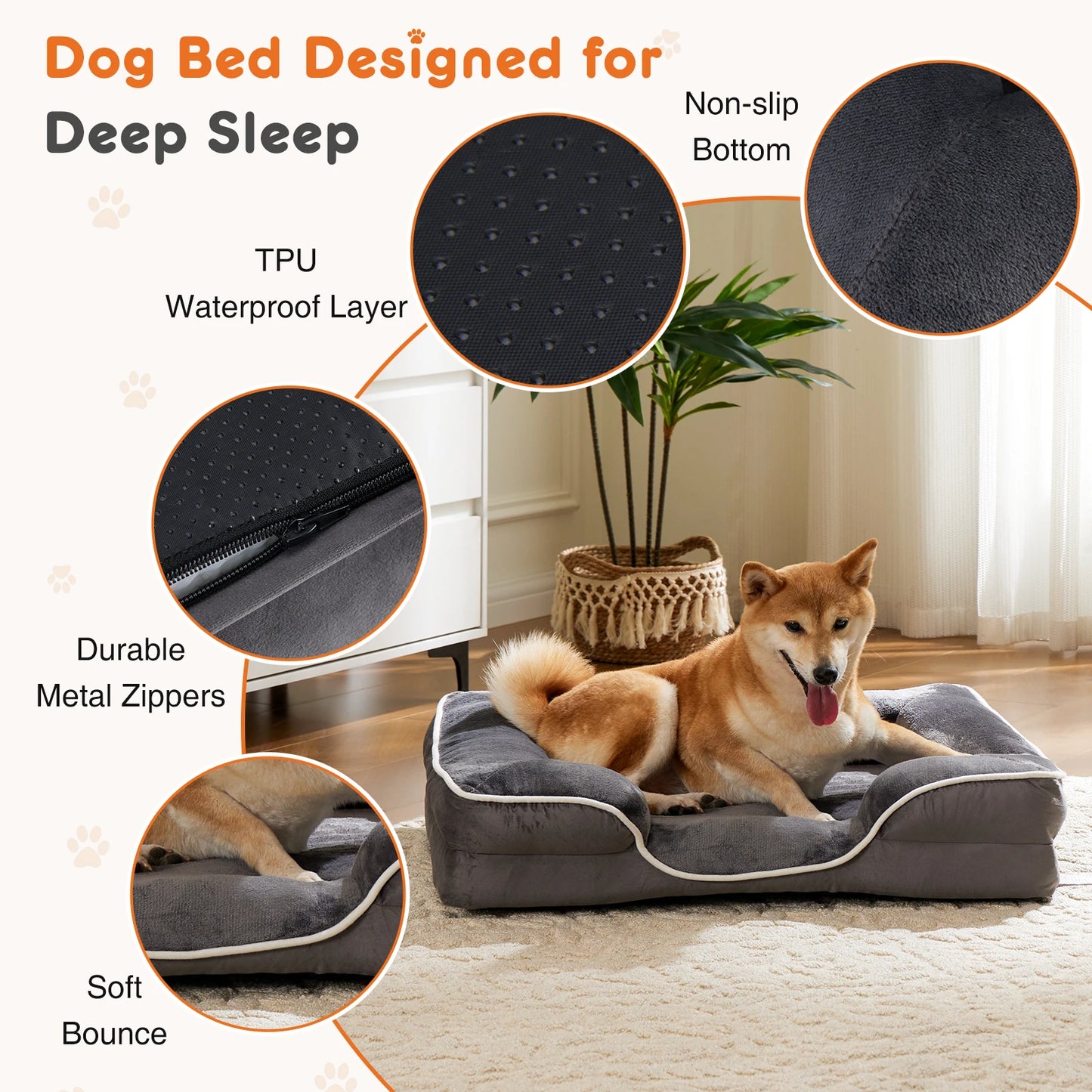 JHK Orthopedic Memory Foam Dog Bed For Small Pets Deluxe