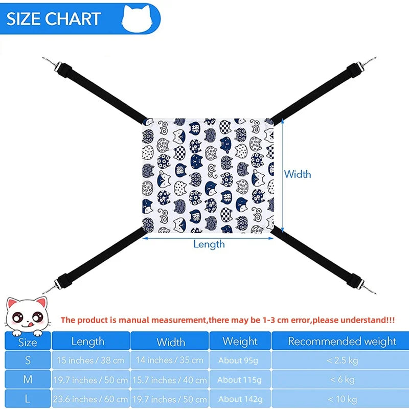 Cat Hanging Hammock With Adjustable Straps Double Sided Bed Pad