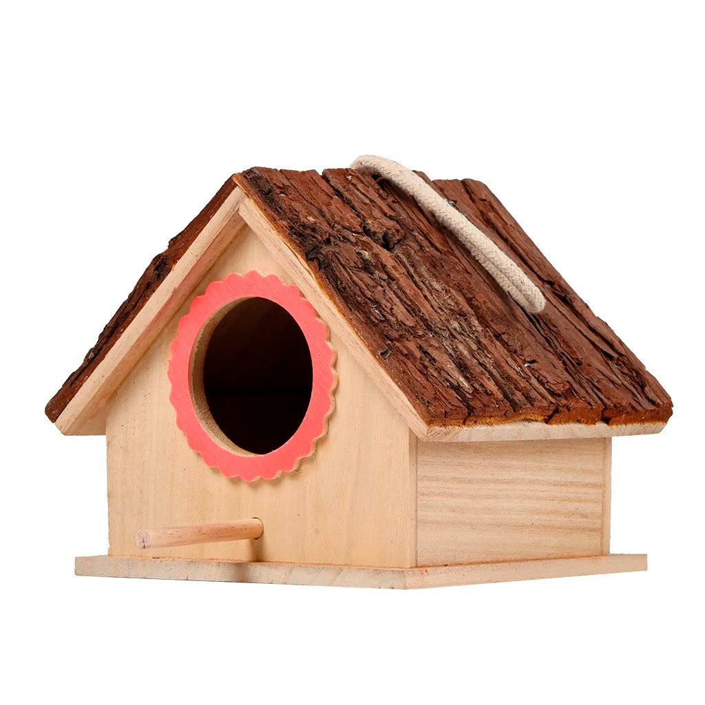Wooden Bird House Nest Box For Outdoor Hanging Garden Decor