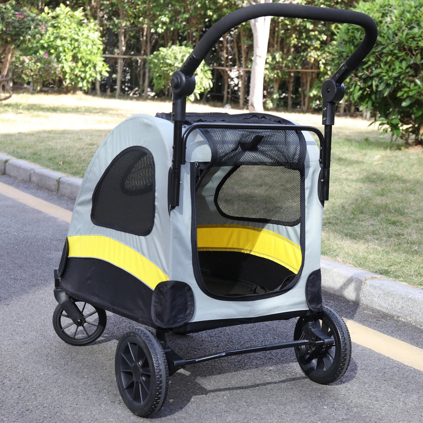 Portable Outdoor Dog And Cat Stroller Carrier With Adjustable Handle