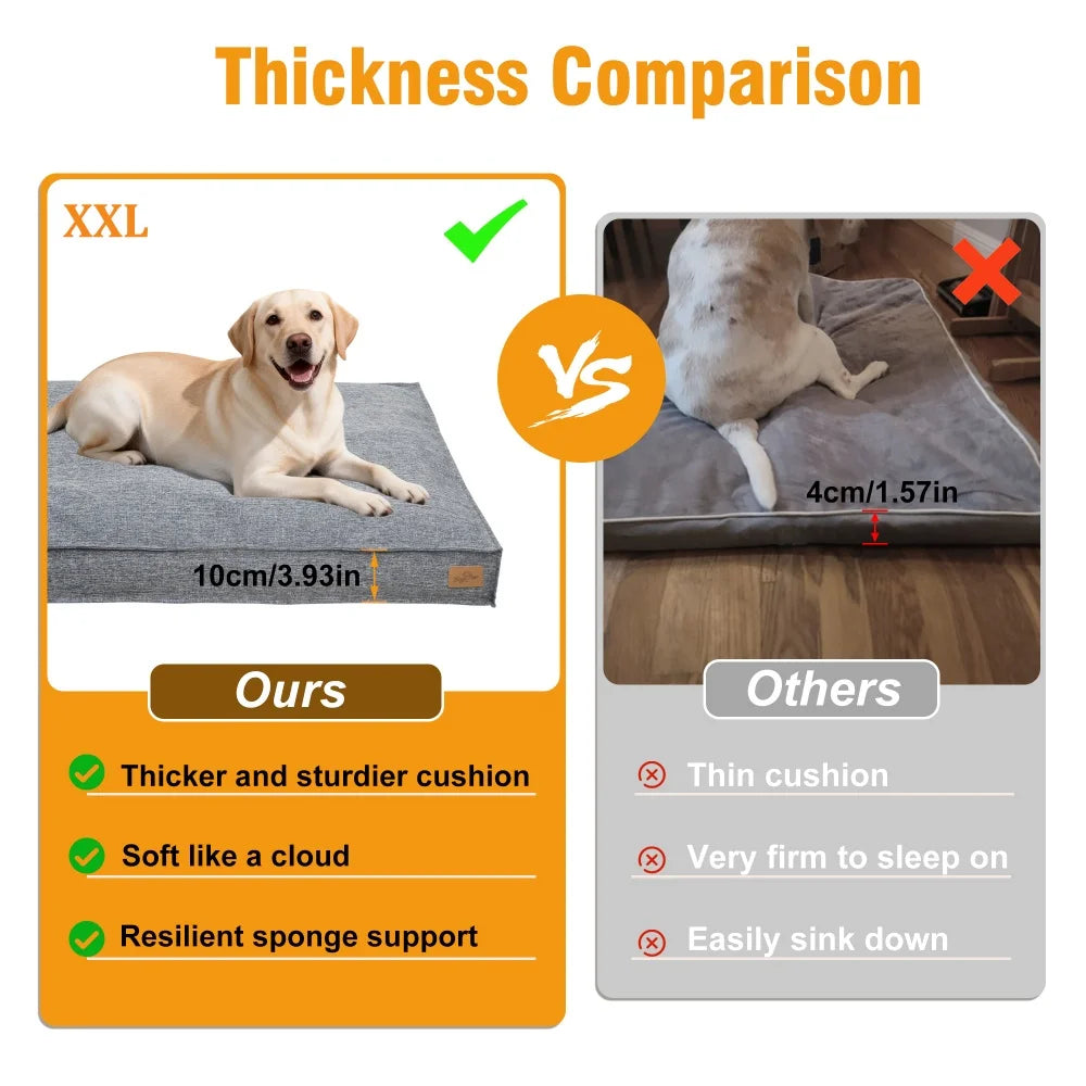 Borwart Orthopedic Linen Dog Bed With Removable Waterproof Cover