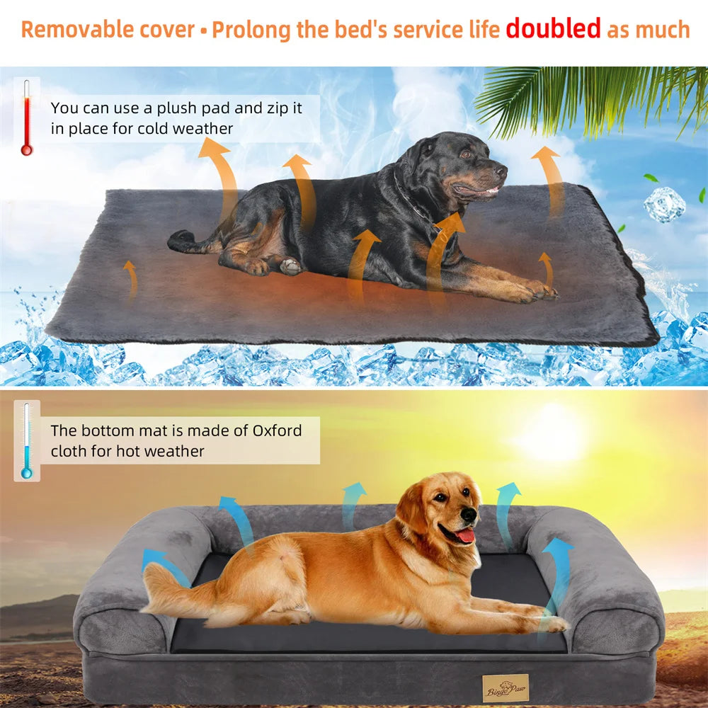 BORWARTCN Calming Dog Bed Orthopedic Memory Foam Waterproof Removable Cover