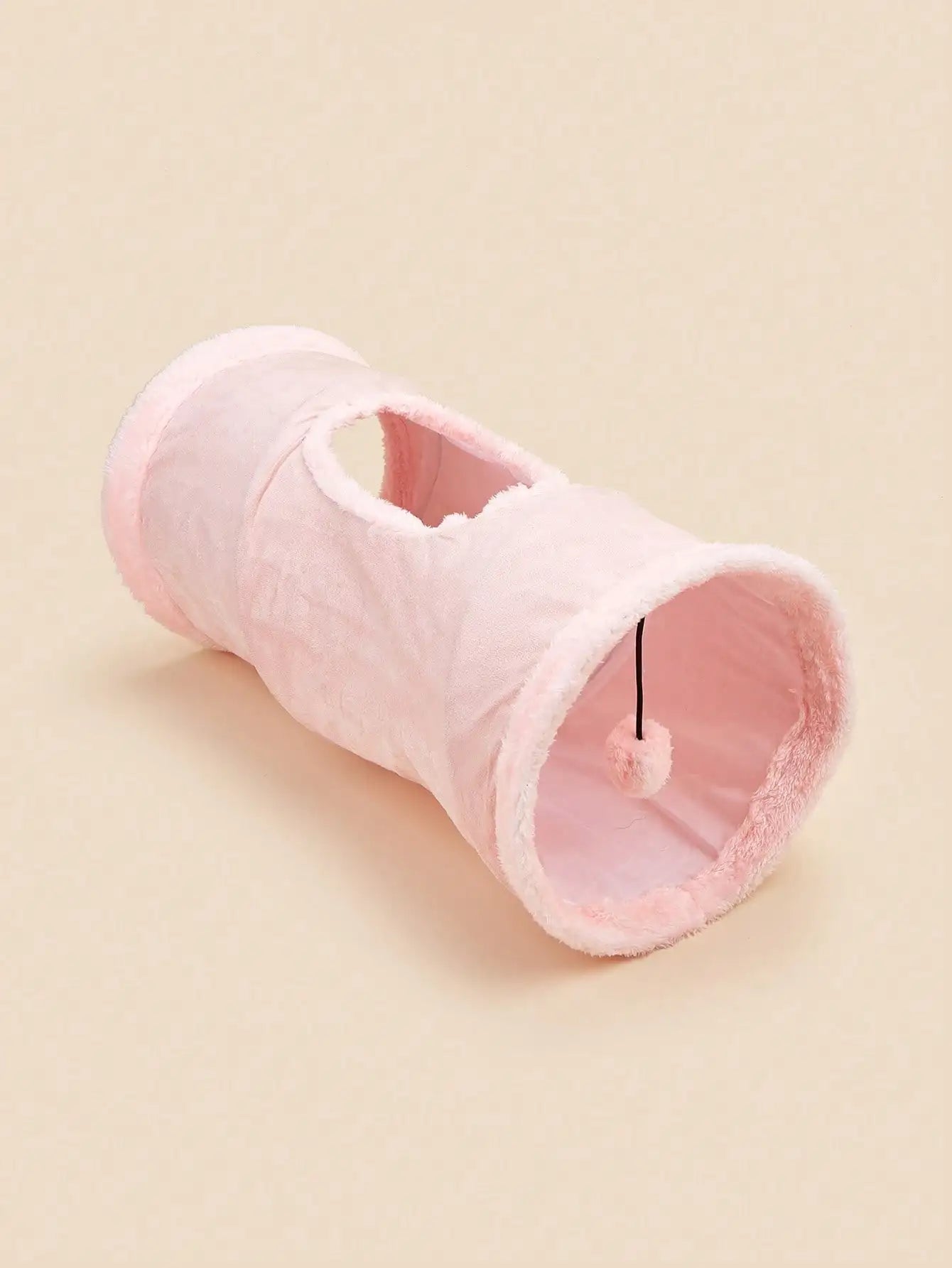 Soft Plush Cat Tunnel Toy With Pom Pom Attachment Interactive