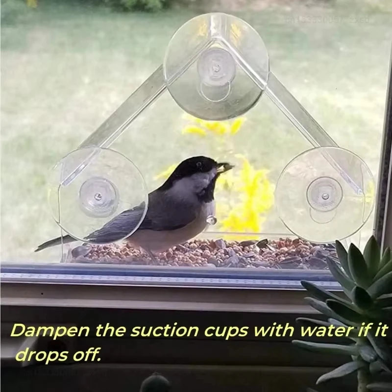 Acrylic Window Bird Feeder With Suction Cup For Backyard