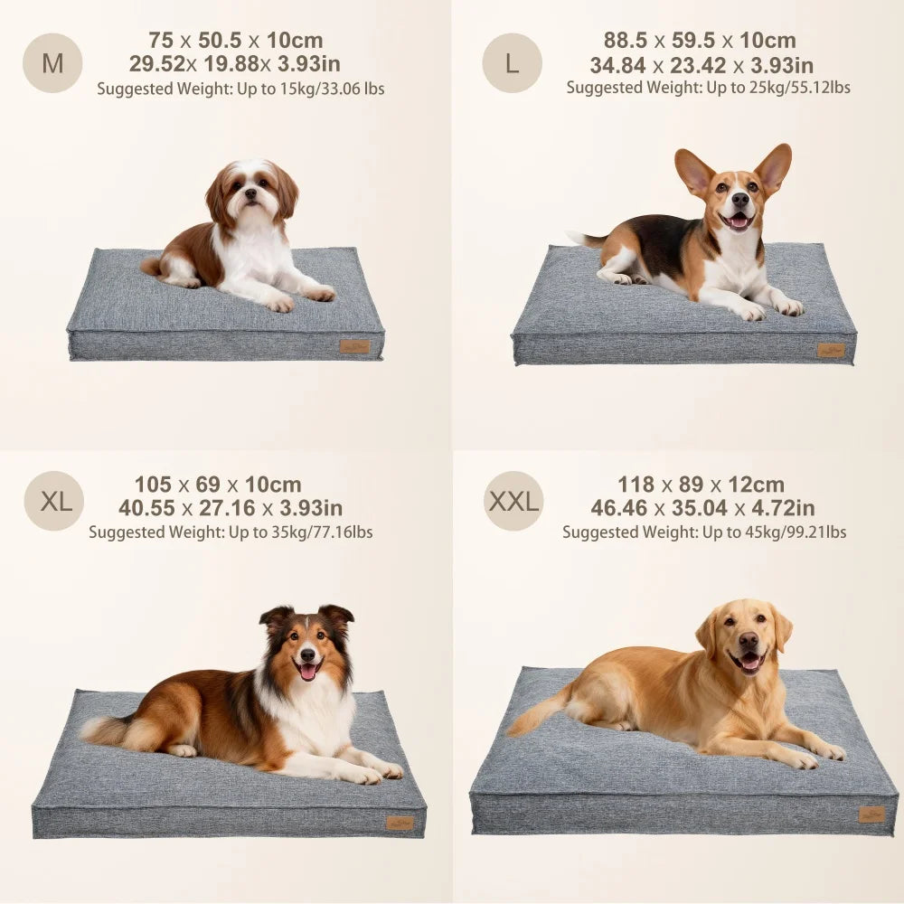 Borwart Orthopedic Linen Dog Bed With Removable Waterproof Cover